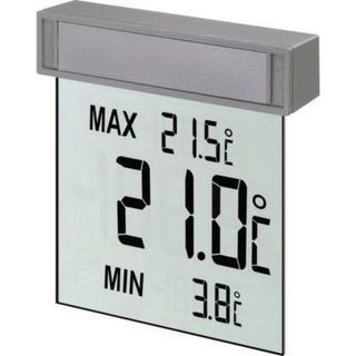 Thermomètre de fenêtre numérique argenté TFA Dostmann 30.1025 - affichage extérieur et valeurs Max/Min