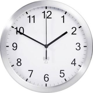 Horloge murale radiopilotée TFA Dostmann 98.1091.02 25 cm aluminium mat cadran blanc