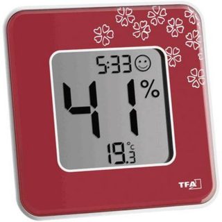 Thermo-hygromètre TFA Dostmann Style rouge - affichage numérique, mémoire mini/maxi, piles CR2032 incluses