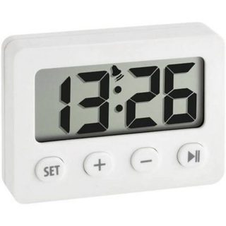 Réveil à quartz compact TFA Dostmann 60.2014.02 blanc - alarme progressive, minuterie, chronomètre