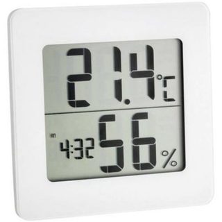Thermo-hygromètre TFA Dostmann 30.5033.02 blanc - affichage température, humidité, heure et alarme.