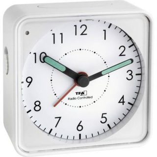 Réveil radiopiloté TFA Dostmann PICCO 60.1510.02 blanc, aiguilles fluorescentes, mécanisme silencieux