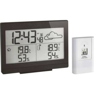 Station météo radiopilotée numérique 35.1135.01 - noir, écran LCD rétroéclairé, jusqu'à 3 capteurs