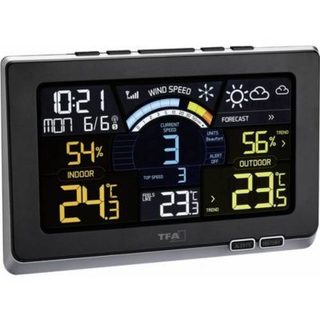 Station météo radiopilotée numérique TFA Dostmann 35.1140.01, écran couleur, anémomètre et capteur sans fil