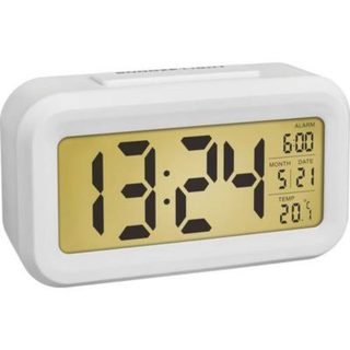 Réveil numérique TFA Dostmann 60.2018.02 blanc, quartz, affichage 12/24h, thermomètre intégré