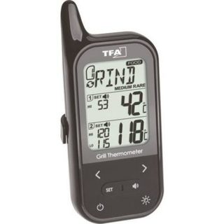 TFA Dostmann thermomètre de barbecue avec alarme et capteur filaire 14.1511.01 - affichage numérique, portée 100 m, piles AAA
