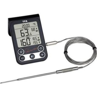 TFA Dostmann Küchen-Chef thermomètre de cuisson numérique 14.1512.01 noir, sonde inox et écran rétroéclairé.
