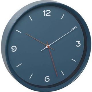 Horloge murale quartz 30,9 cm bleu pétrole, cadran verre véritable, silencieuse