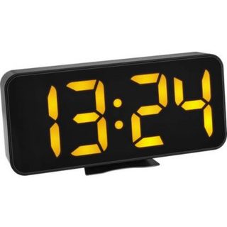Réveil numérique à quartz noir, grand écran LED orange, TFA Dostmann 60.2027.01