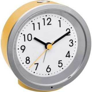 Réveil analogique TFA Dostmann 60.1034.07 jaune soleil, mouvement à quartz silencieux, éclairage nocturne automatique