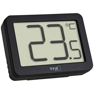 Thermomètre numérique intérieur noir TFA Dostmann 30.1065.01, compact et magnétique