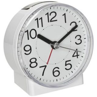 Réveil analogique quartz TFA Dostmann 60.1037.02 blanc, rétroéclairage et snooze