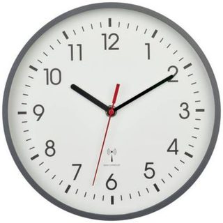 Horloge murale radiopilotée 60.3550.10 24,5 cm cadran analogique, verre protecteur, boîtier gris.