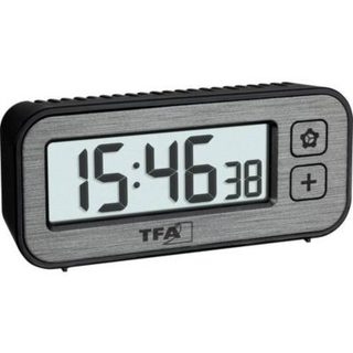 Réveil quartz compact 60.2039.10 gris - heure, alarme, température et humidité
