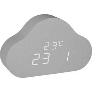Réveil enfant TFA Dostmann CLOCCO CLOUD 60.2040.15 gris, affichage LED invisible, thermomètre.