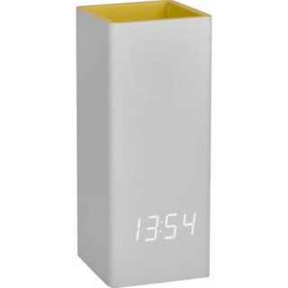 Réveil horloge de table CLOCCO DESK 60.2041.15 à quartz gris-jaune, écran LED invisible, porte-stylo