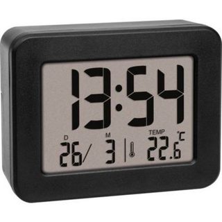 Réveil de voyage TFA Dostmann 60.2044.01 à quartz, numérique, noir, alarme 24h