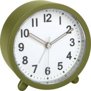 Réveil à quartz 60.1043.04 olive/vert - affichage analogique 12h, alarme avec répétition