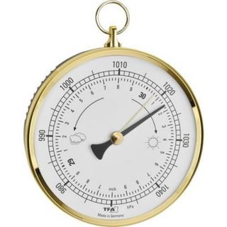 Baromètre analogique TFA Dostmann 29.4025.32 avec bague en laiton, fabrication allemande