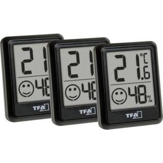 Lot de 3 thermo-hygromètres numériques noir 30.5060.01.03 - contrôle température et humidité intérieur