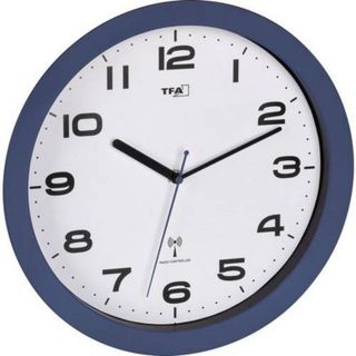 Horloge murale radiopilotée analogique 60.3554.05, cadran 245 mm, cadre rouge, 320 x 50 mm