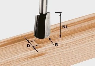 Fraise à gouttière HW, queue de 8 mm, diamètre 16 mm, rayon 5 mm, FESTOOL 490981