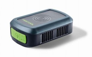 Chargeur mobile FESTOOL PHC 18 - adaptateur batterie 18 V pour smartphone, USB-A 12 W, USB-C 12 W, induction 8,5 W