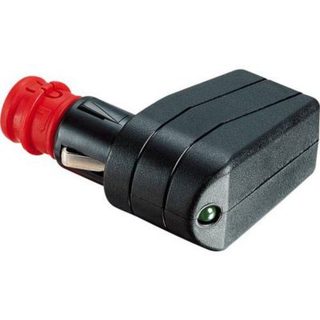 Fiche allume-cigare coudée à LED 12/24 V avec fusible 7,5 A