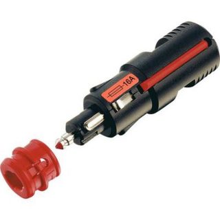 Prise allume-cigare ProCar 16 A avec fusible intégré, compatible 12 V/24 V, fiche mâle sécurisée