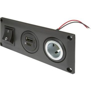 Prise de courant ProCar 12/24 V avec prise allume-cigare intégrée et double USB-C/A commutable, 144 x 56 x 7 mm