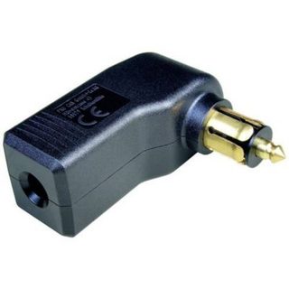 Fiche mâle coudée 16 A pour prise allume-cigare DIN ISO 4165, compatible 12/24 V, longueur 59 mm