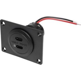 Prise double USB-C PD/QC avec LED et platine de montage, 12/24 V, 2x 30 W