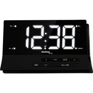 Techno Line WT 482 radiopiloté réveil numérique noir, 2 alarmes, radio FM, écran réglable