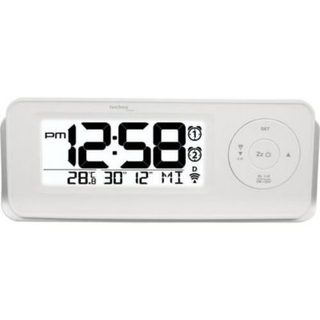 Réveil radiopiloté Techno Line 09599 WT 498s LED blanc, radio DCF, capteur de luminosité