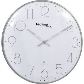 Horloge murale chromée WT 8235 radio-pilotée DCF77, 35 cm, cadran blanc, affichage analogique