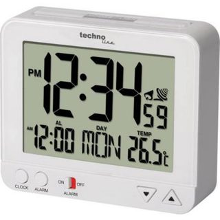 Radio-réveil radiopiloté WT 195 blanc - affichage heure 12/24, date, jour, température