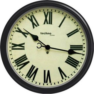 Horloge murale Techno Line Retro WT 7050 à quartz 50 cm cadran beige cadre métal noir