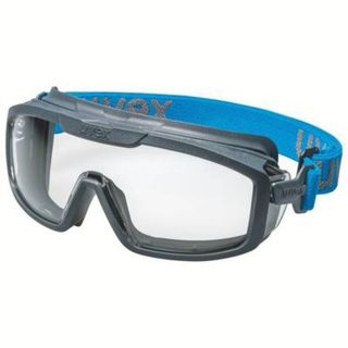 uvex i-guard+ 9143267 lunettes intégrales anthracite bleu, kit 3-en-1 clair, anti-buée, anti-rayures
