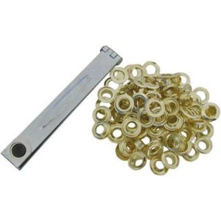 Set pince à œillets avec 60 œillets diamètre 10 mm, pince de montage métal protégée, couleur laiton