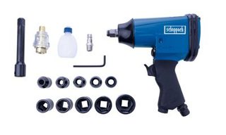 Scheppach Coffret clé à chocs pneumatique - 312 Nm - 7000tr/min - consommation d'air 141 L/min - 10 douilles + accessoires inclus