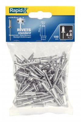 Lot de 100 rivets aluminium Diam.4.8 x H.16 mm RAPID