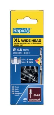 Rivets XL Rapid Ø4.8 x 12mm Aluminium et acier