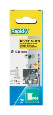Ecrous à sertir Rapid M4, lot de 20 pièces