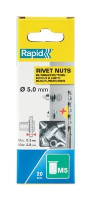 Ecrous à sertir Rapid M5, lot de 20 pièces