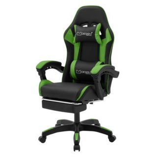 Chaise de gaming ML-Design noir vert synthétique coussins de soutien repose-pieds hauteur réglable
