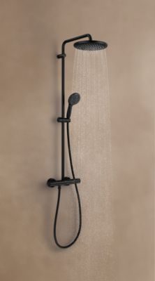 Colonne de douche thermostatique noire Grohe Vitalio Start 250, avec douchette et douche de tête