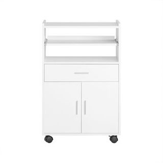 SoBuy FSB09-W Desserte micro-onde à roulettes, meuble de rangement cuisine pratique, blanc