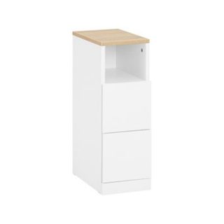 SoBuy Table de Chevet Étroite 2 Tiroirs Blanc 20.0x35.0x60.0 FBT149-WN