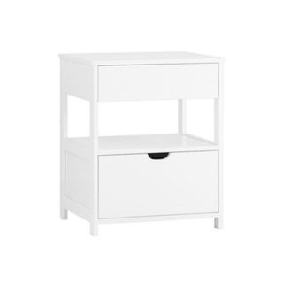 SoBuy Table de Chevet avec 2 tiroirs et étagère Blanc 45.0x38.0x55.0 FRG258-II-W