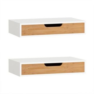 SoBuy étagère murale avec tiroir Blanc 40x25x8 cm FRG92-WNX2
